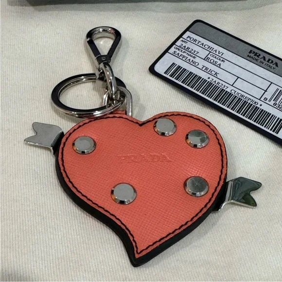PRADA Saffiano Trick Heart Bag Charm - Picture 12 of 16